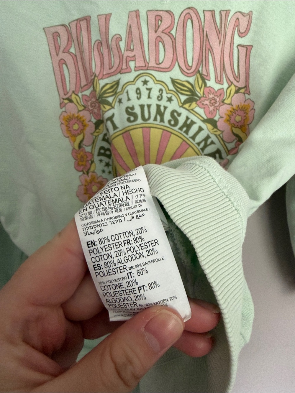 Billabong Pale Green Graphic Sweatshirt - Picture 4 of 8